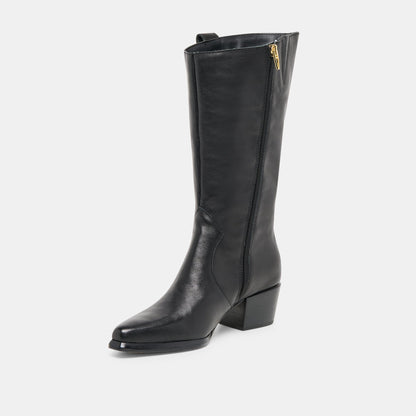 Vern Black Leather Wide Calf Boots | Dolce Vita