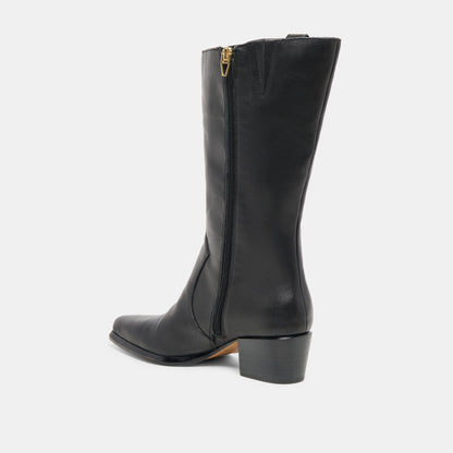 Vern Black Leather Wide Calf Boots | Dolce Vita