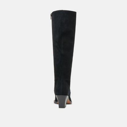 RAJ Wide Calf Boots Onyx Suede | Women's Onyx Suede Knee-High Boots
 – Dolce Vita | Dolce Vita