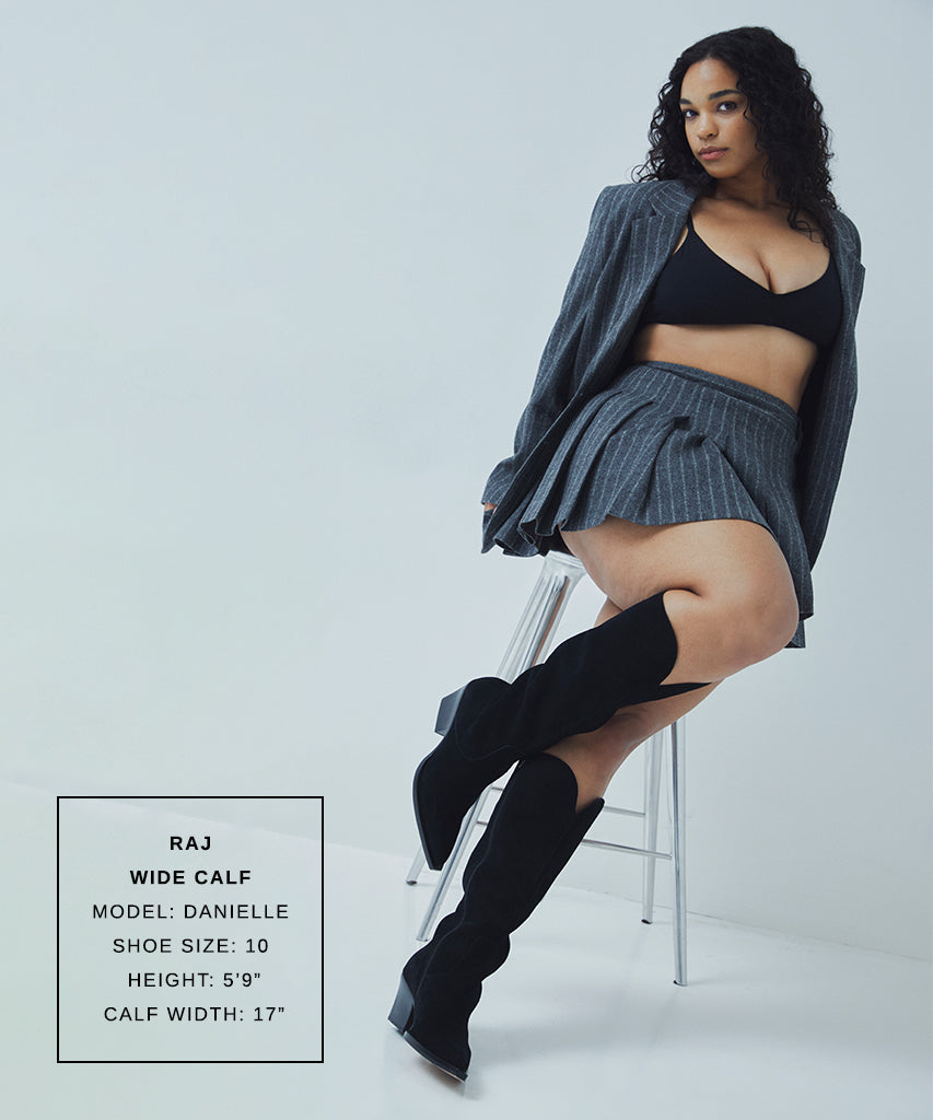 RAJ Wide Calf Boots Onyx Suede | Women's Onyx Suede Knee-High Boots
 – Dolce Vita | Dolce Vita