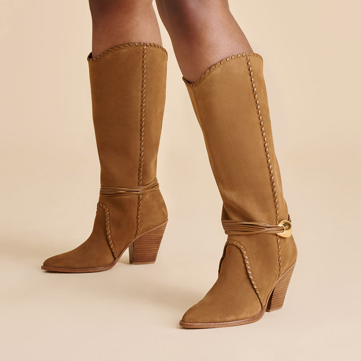 Jody Lt Brown Suede Wide Calf Boots | Dolce Vita
