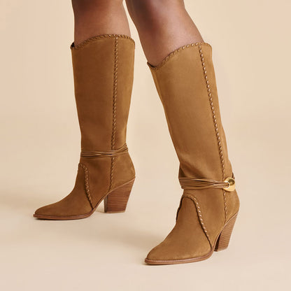 Jody Lt Brown Suede Wide Calf Boots | Dolce Vita