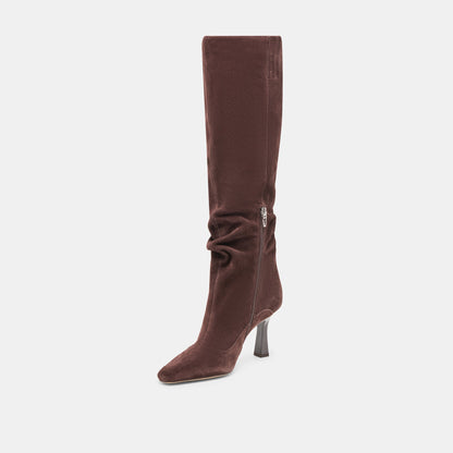 Lousa Mahogany Suede Wide Calf Boots | Dolce Vita