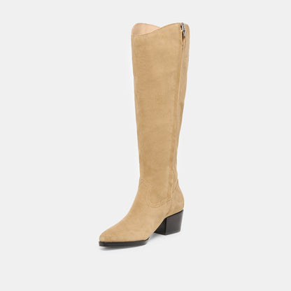 Virona H2O Waterproof Dk Taupe Suede Wide Calf Boots | Dolce Vita
