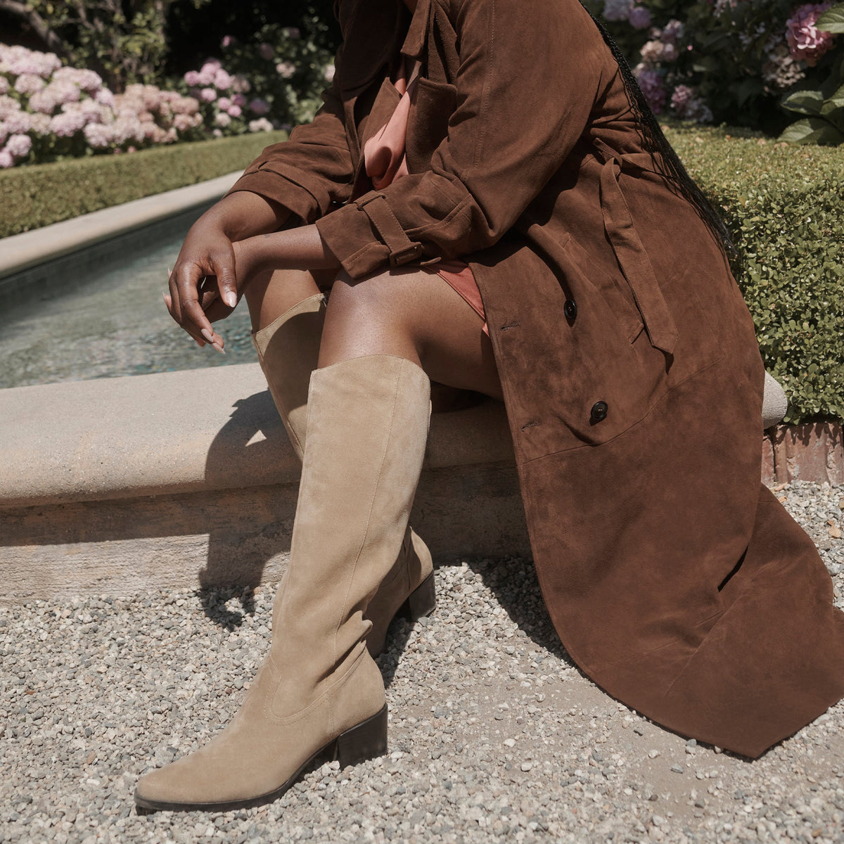 Virona H2O Waterproof Dk Taupe Suede Wide Calf Boots | Dolce Vita