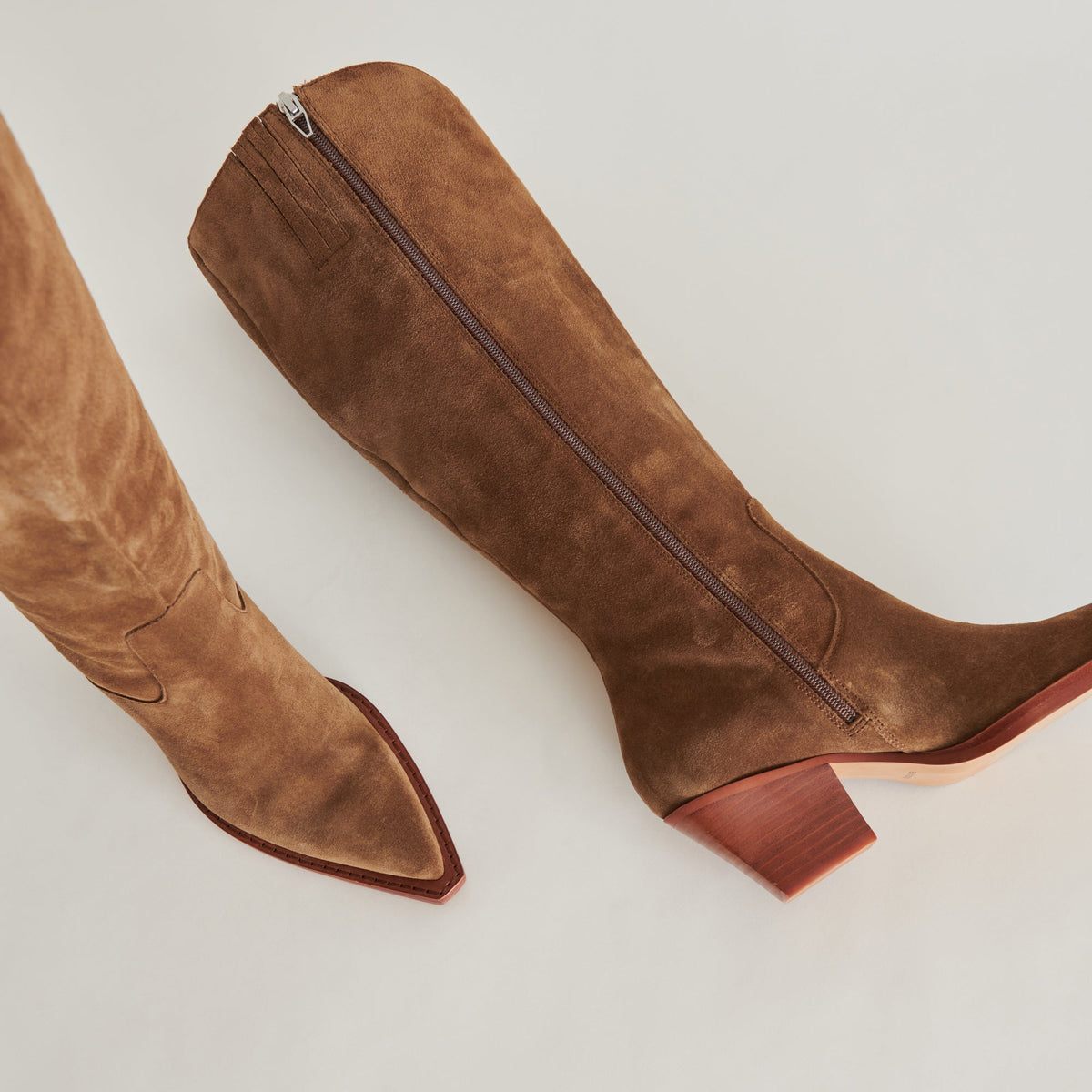 RAJ Wide Calf Boots Brown Suede | Women's Brown Suede Knee-High Boots
 – Dolce Vita | Dolce Vita
