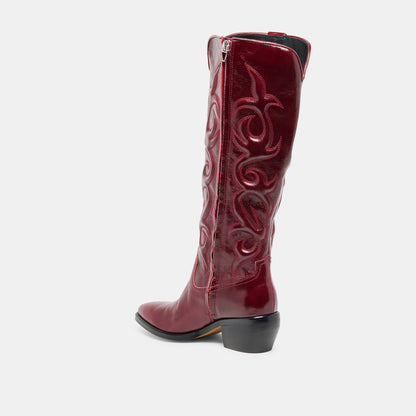 Mirla Oxblood Leather Wide Calf Boots | Dolce Vita