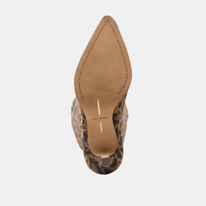 Aldy Brown Leopard Printed Suede Wide Calf Boots | Dolce Vita