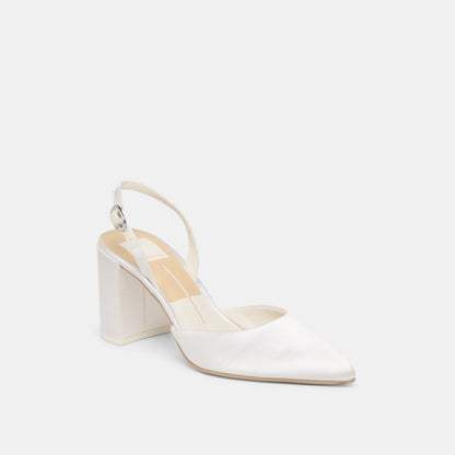 Carel True White Satin High Heels | Dolce Vita