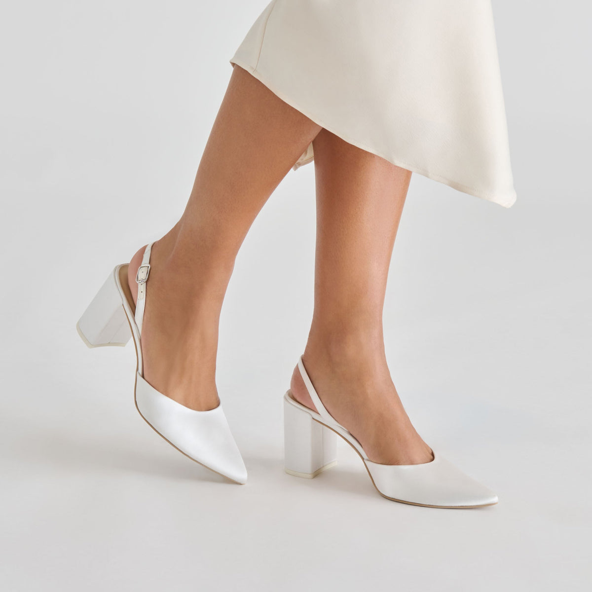 Carel True White Satin High Heels | Dolce Vita