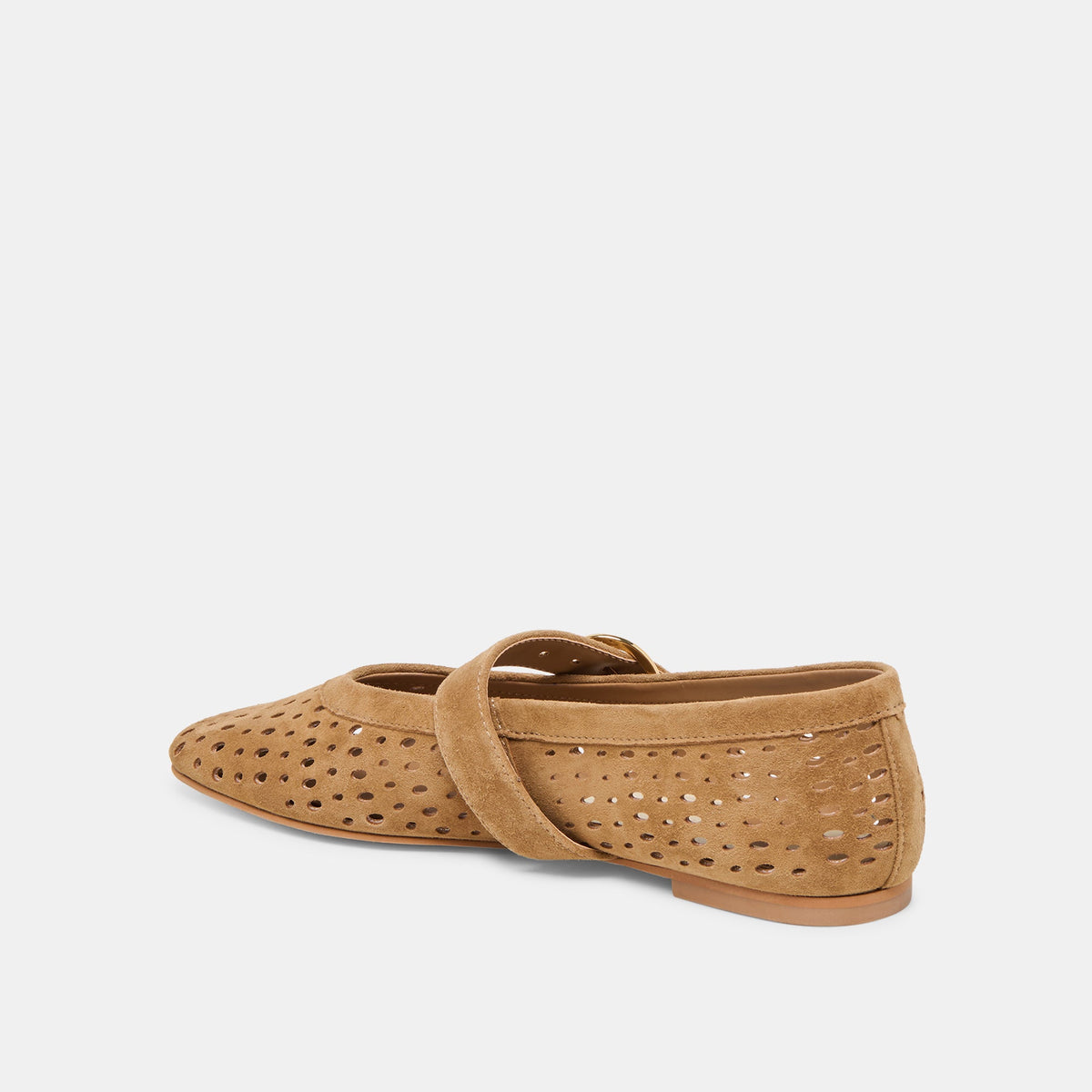 Mikel Lt Brown Perforated Suede Ballet Flats | Dolce Vita