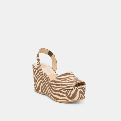 Akera Beige Zebra Raffia Wedges | Dolce Vita