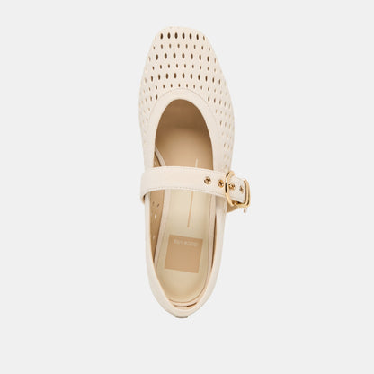 Mikel Creme Perforated Suede Ballet Flats | Dolce Vita