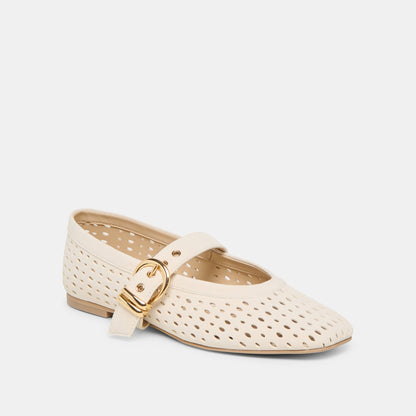 Mikel Creme Perforated Suede Ballet Flats | Dolce Vita