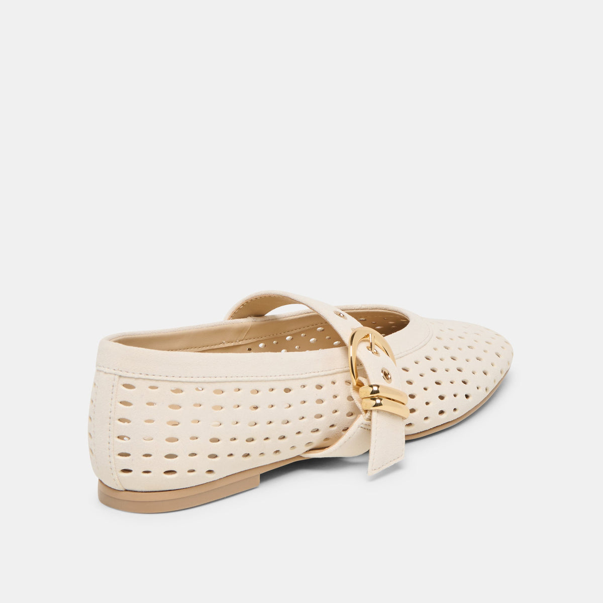 Mikel Creme Perforated Suede Ballet Flats | Dolce Vita