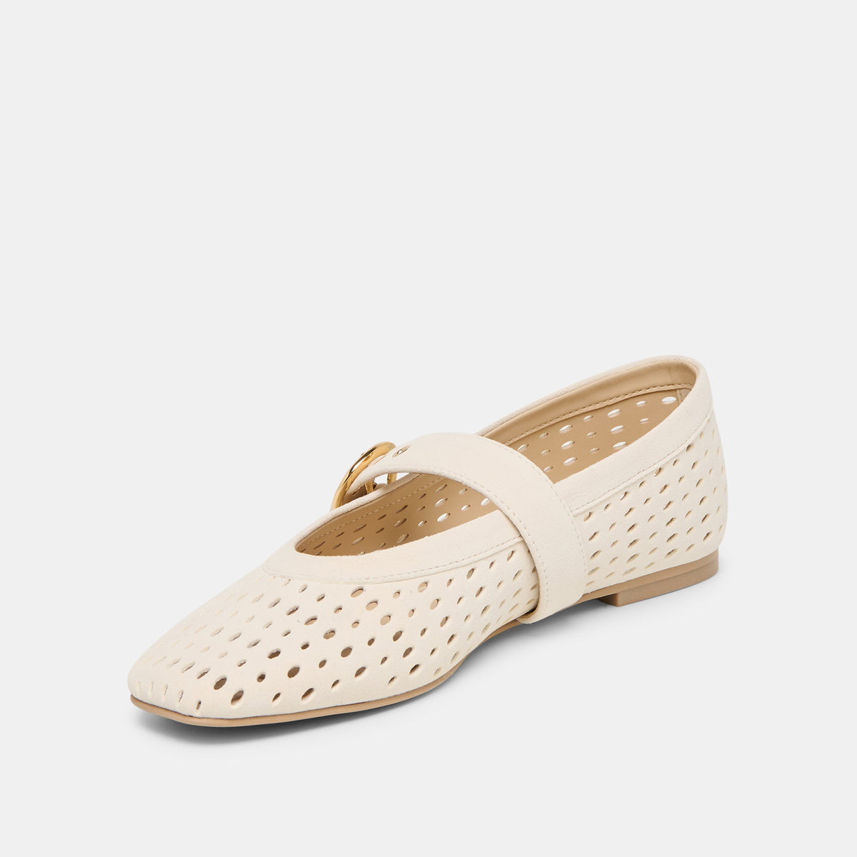 Mikel Creme Perforated Suede Ballet Flats | Dolce Vita