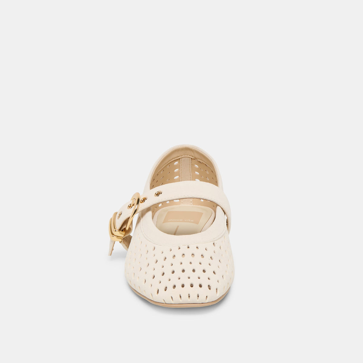Mikel Creme Perforated Suede Ballet Flats | Dolce Vita