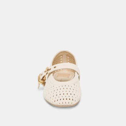 Mikel Creme Perforated Suede Ballet Flats | Dolce Vita