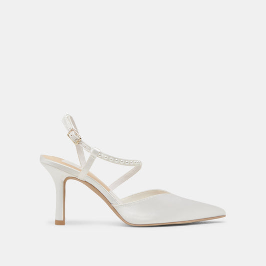 KAMRA PEARL HEELS TRUE WHITE SATIN
 – Dolce Vita | Dolce Vita