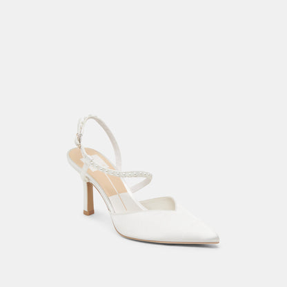 KAMRA PEARL HEELS TRUE WHITE SATIN
 – Dolce Vita | Dolce Vita