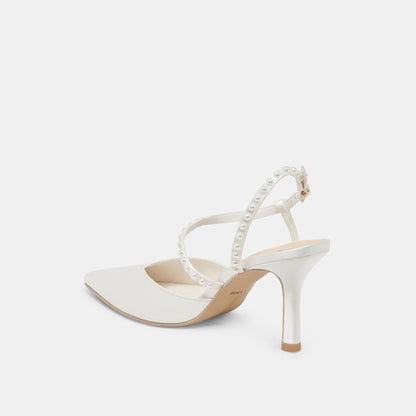 KAMRA PEARL HEELS TRUE WHITE SATIN
 – Dolce Vita | Dolce Vita