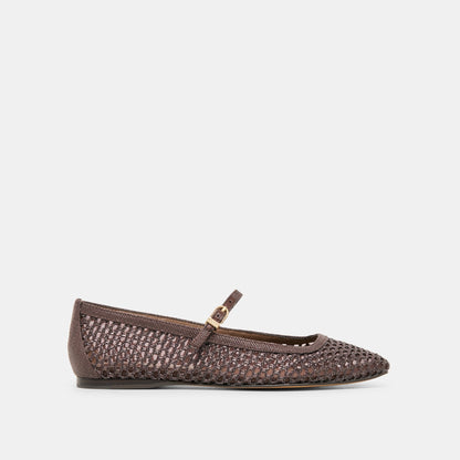 Reyes Chocolate Woven Raffia Ballet Flats | Dolce Vita