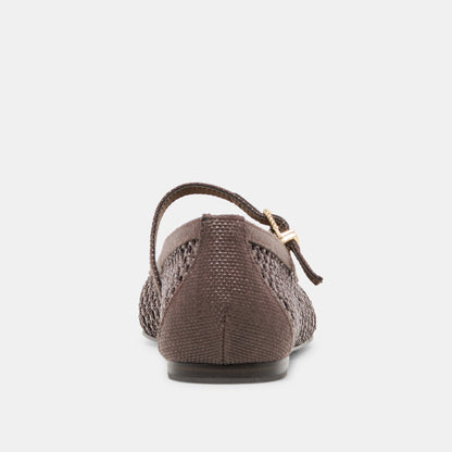 Reyes Chocolate Woven Raffia Ballet Flats | Dolce Vita
