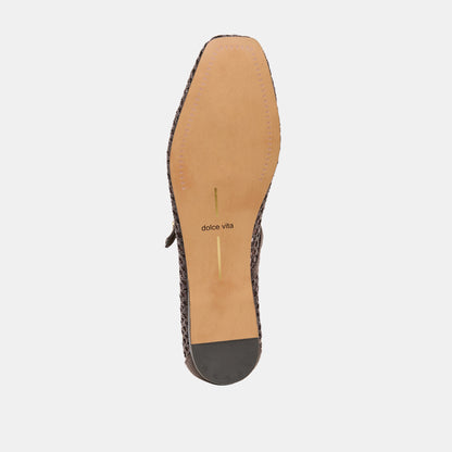 Reyes Chocolate Woven Raffia Ballet Flats | Dolce Vita
