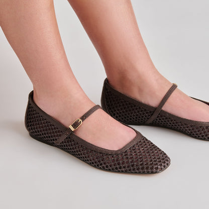 Reyes Chocolate Woven Raffia Ballet Flats | Dolce Vita