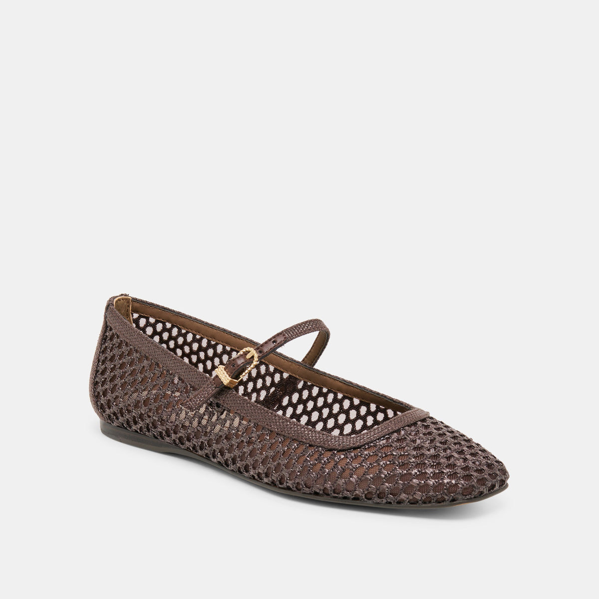 Reyes Chocolate Woven Raffia Ballet Flats | Dolce Vita