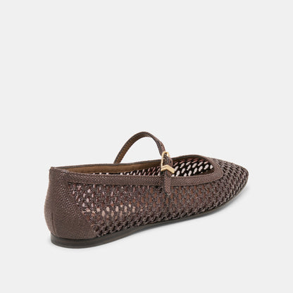 Reyes Chocolate Woven Raffia Ballet Flats | Dolce Vita
