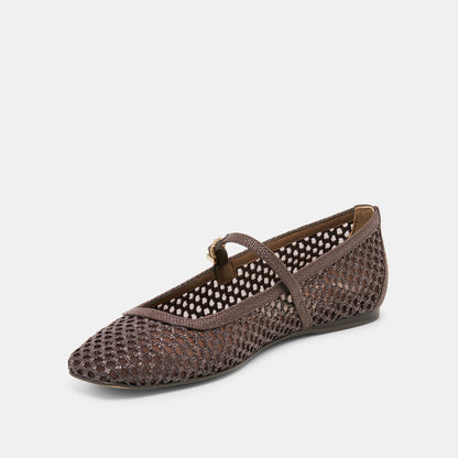 Reyes Chocolate Woven Raffia Ballet Flats | Dolce Vita