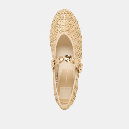 Relan Natural Cross Hatch Raffia Ballet Flats | Dolce Vita