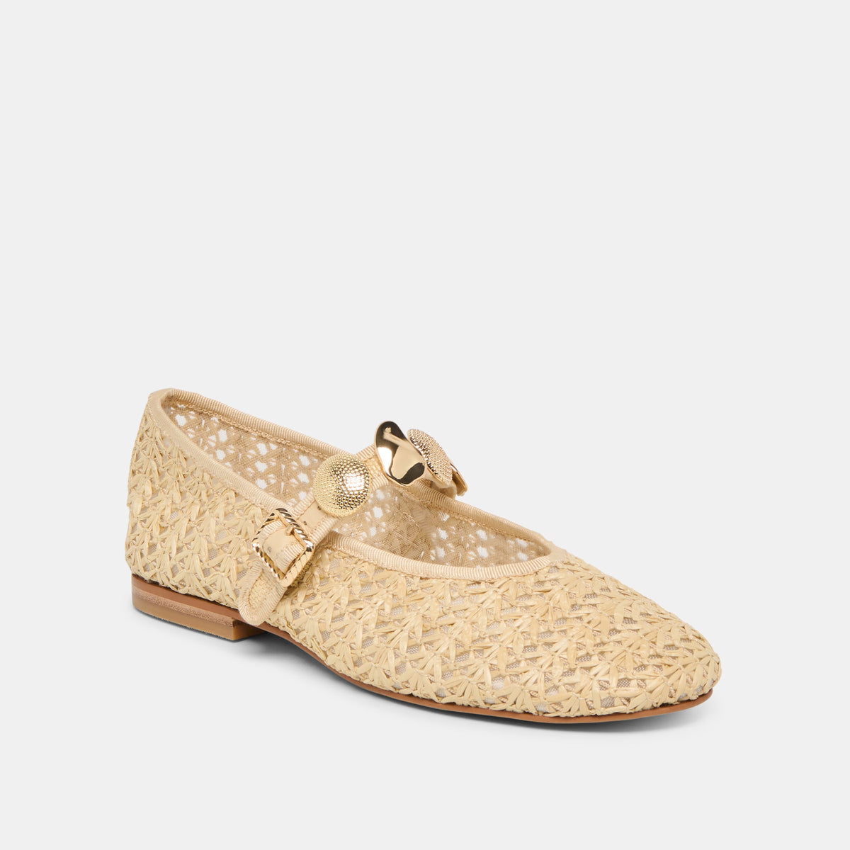 Relan Natural Cross Hatch Raffia Ballet Flats | Dolce Vita