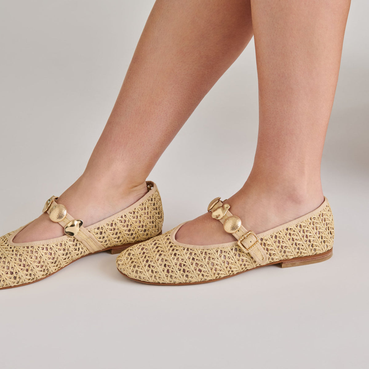Relan Natural Cross Hatch Raffia Ballet Flats | Dolce Vita