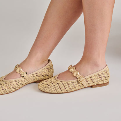 Relan Natural Cross Hatch Raffia Ballet Flats | Dolce Vita