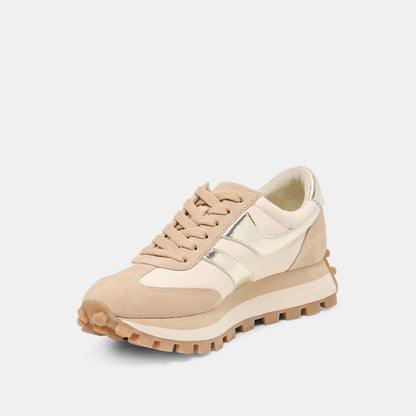 TRESA White Gold Suede Platform Sneakers | Dolce Vita