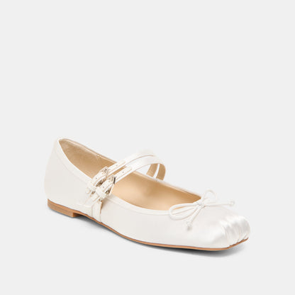 Gibsen True White Satin Ballet Flats | Dolce Vita