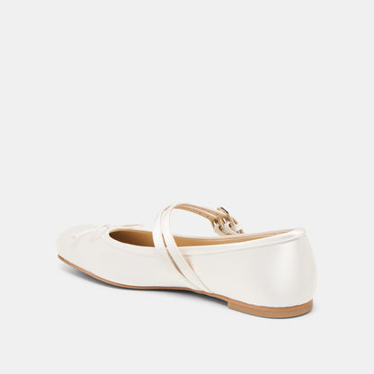 Gibsen True White Satin Ballet Flats | Dolce Vita