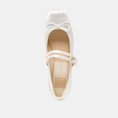 Gibsen True White Satin Ballet Flats | Dolce Vita