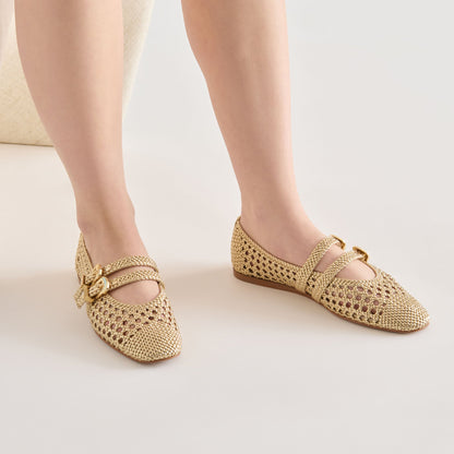 Baylee Gold Woven Stella Ballet Flats | Dolce Vita