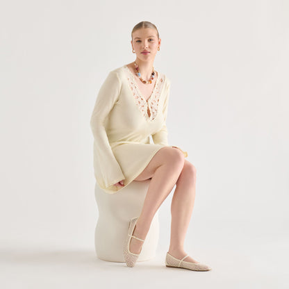 Reyes White Woven Raffia Ballet Flats | Dolce Vita