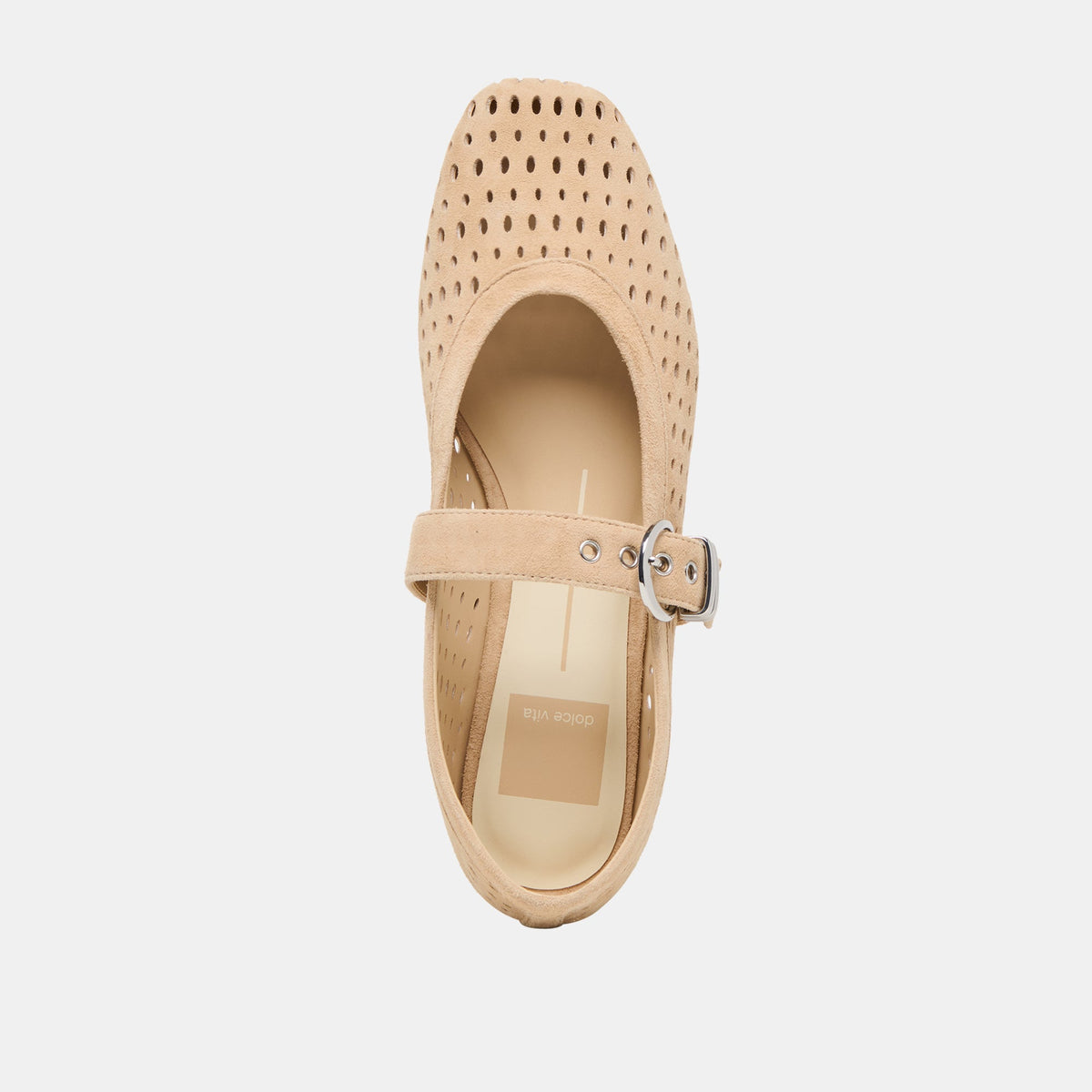 Mikel Camel Perforated Suede Ballet Flats | Dolce Vita