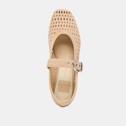 Mikel Camel Perforated Suede Ballet Flats | Dolce Vita