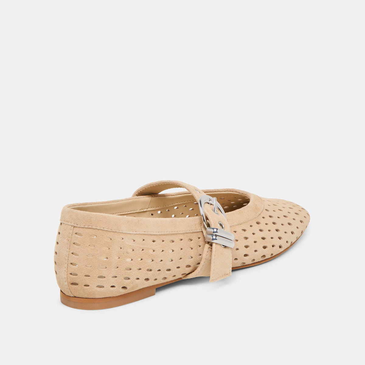 Mikel Camel Perforated Suede Ballet Flats | Dolce Vita