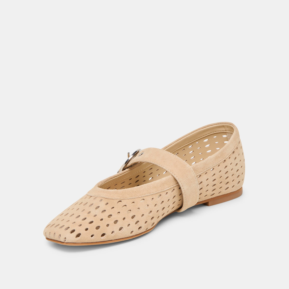 Mikel Camel Perforated Suede Ballet Flats | Dolce Vita
