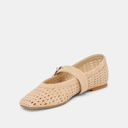 Mikel Camel Perforated Suede Ballet Flats | Dolce Vita