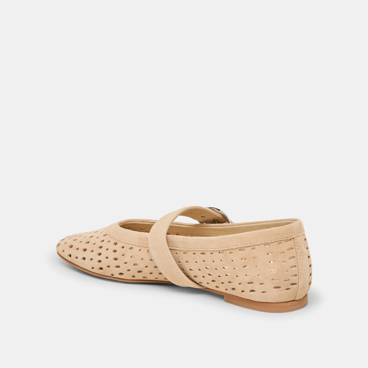 Mikel Camel Perforated Suede Ballet Flats | Dolce Vita