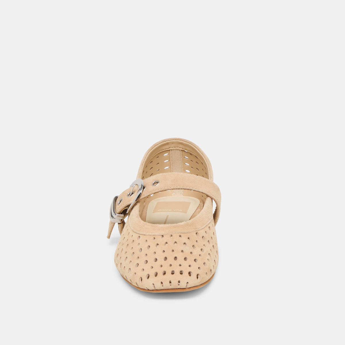 Mikel Camel Perforated Suede Ballet Flats | Dolce Vita
