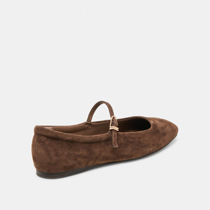 Reyes Dk Brown Suede Ballet Flats | Dolce Vita